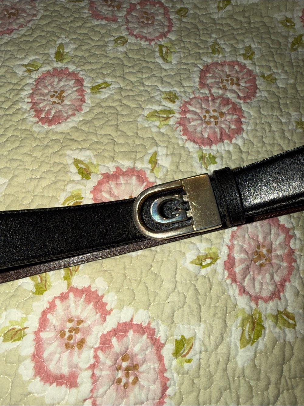 Black  / Brown Reversible Leather Belt with Silver G Buckle 30-36”